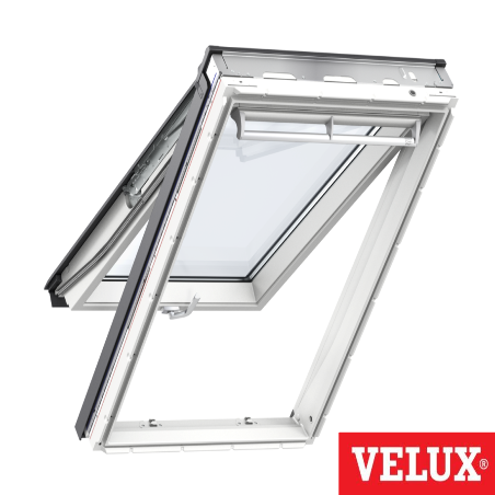 Ventana VELUX proyectante GPU 0068 poliuretano blanco con vidrio máximo aislamiento