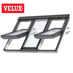 VELUX  3en1 ventana giratoria manual GGLS 2070 pintada blanca.