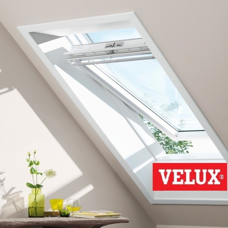 Ventana Velux giratoria GGU 0070 poliuretano blanco y vidrio laminado seguridad