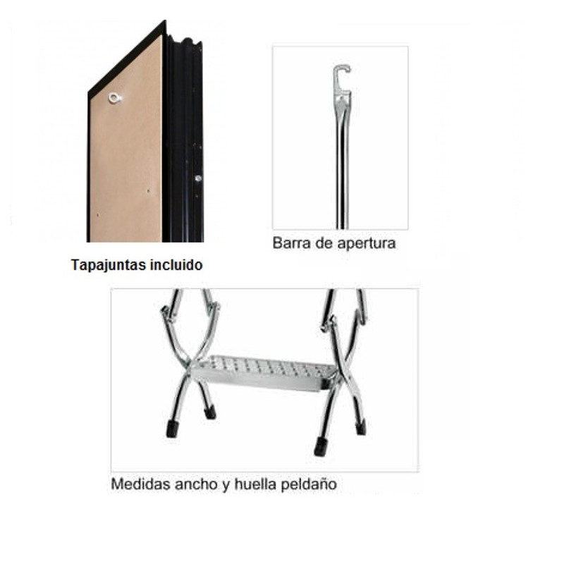 Escaleras escamoteables de tijera metalica ZX pared. Escaleras baratas