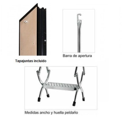 Escaleras escamoteables de tijera metalica ZX pared. Escaleras baratas