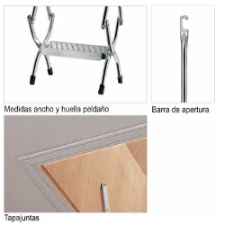 Escalera escamoteable de tijera metálica modelo ZX Terraza